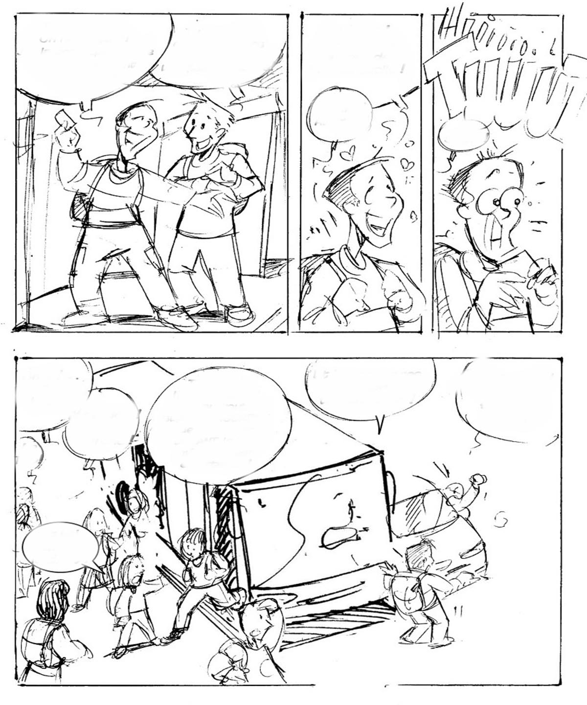 Croquis et découpage de bande dessinée